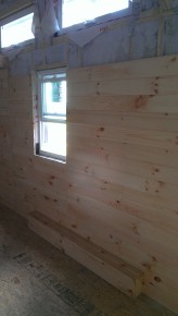Knotty Pine walls taking shape